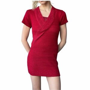 Y2K mini Red sweater dress Made for me to look amazing
